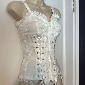 Royal Bones White Corset Top XS